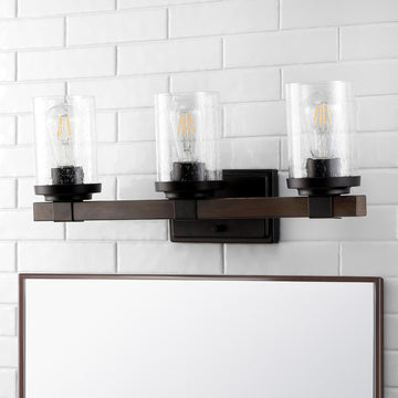 Bungalow Iron/Seeded Glass Rustic Farmhouse LED Vanity Light